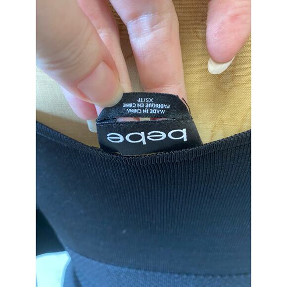 BeBe's black knit maxi dress, off the shoulders flutter drop sleeves, size small - Picture 10 of 10